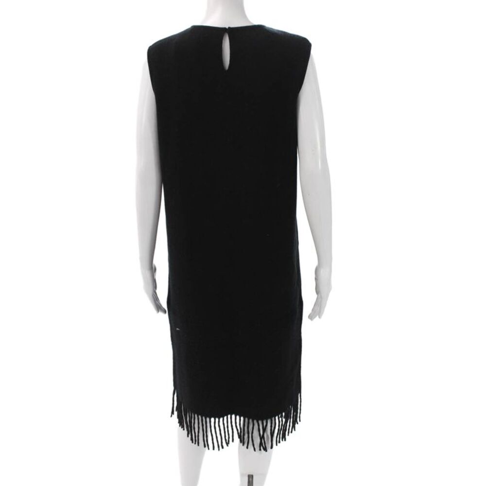 Salvatore Ferragamo Women Black Wool Shift Dress Sleeveless Crewneck Midi Size M - Picture 3 of 6